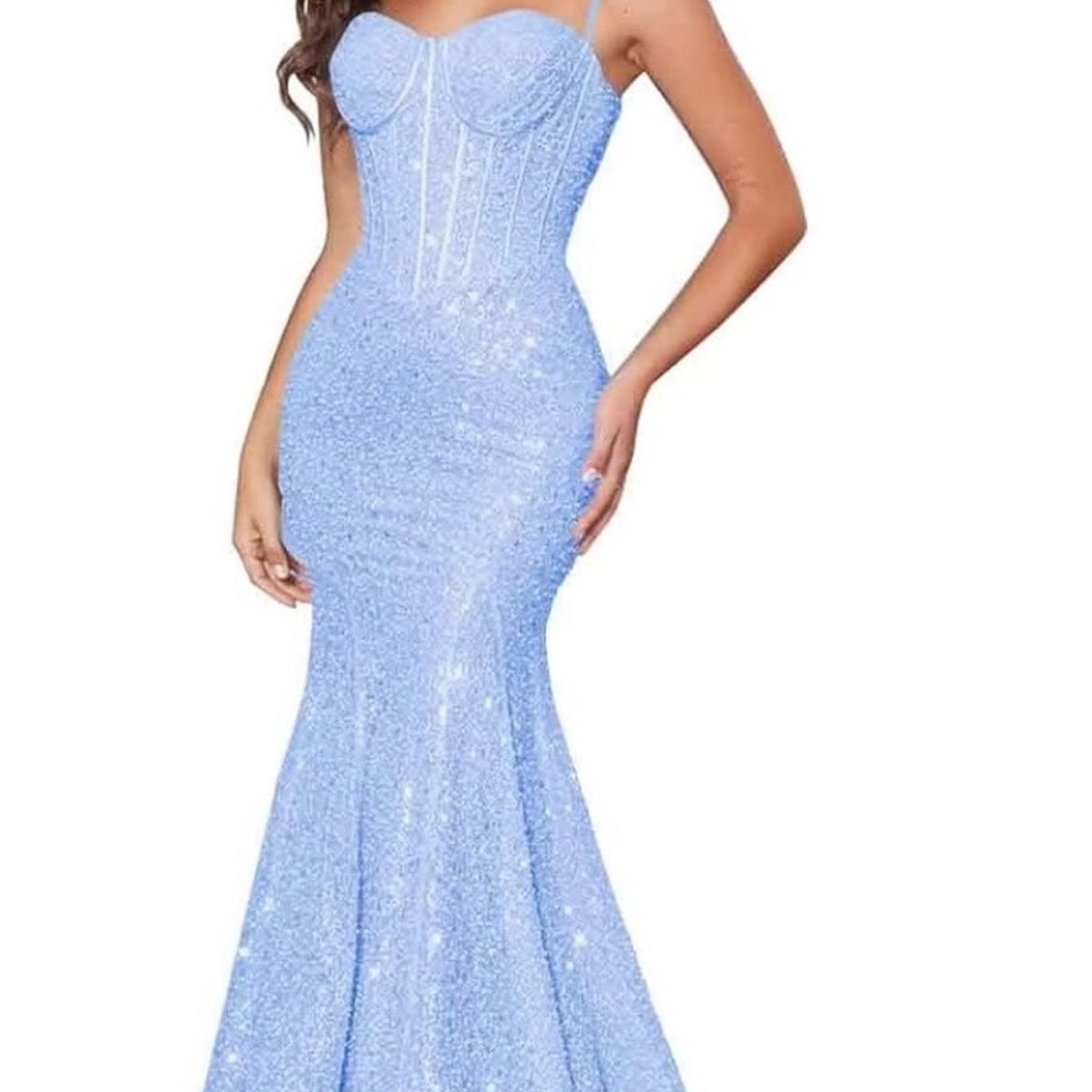 Elegant Blue Sequin Prom/ Evening Gown
